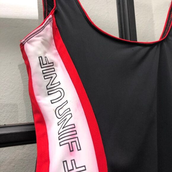 UNIF Black Red & White Bodysuit Swim Suit - Size S - Picture 2 of 6